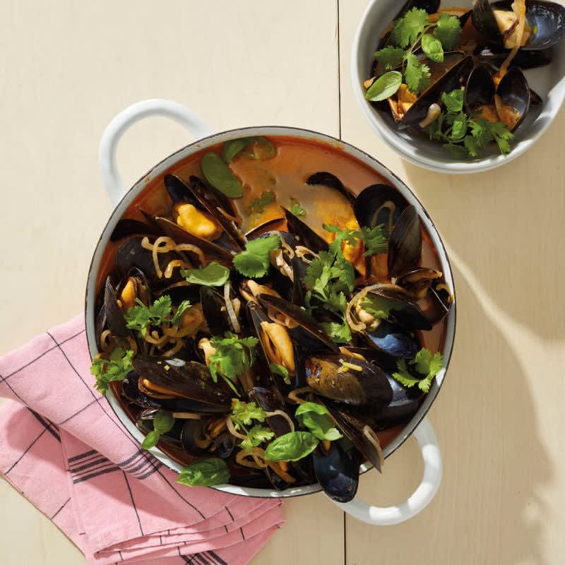 Moules curry rouge-coco