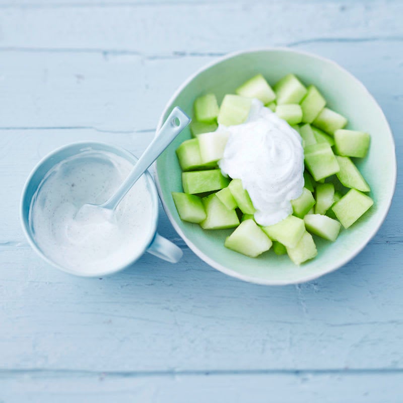 Cremiger Joghurt mit Melone